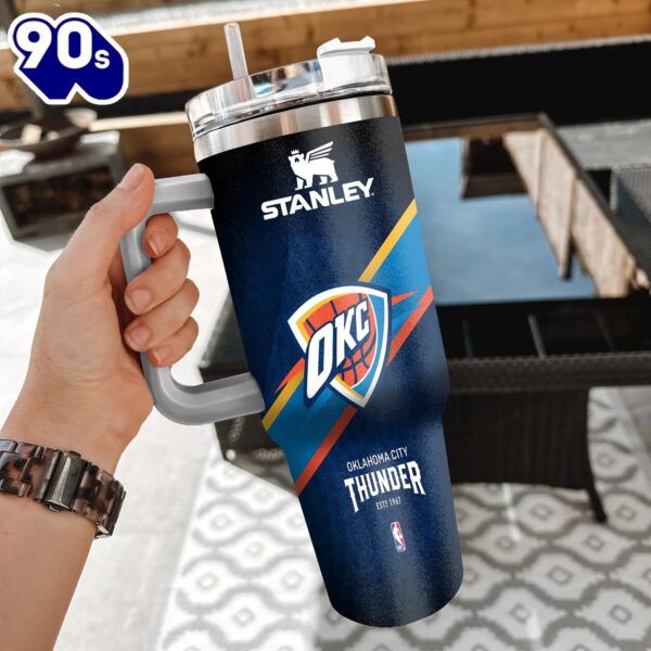 NBA Oklahoma City Thunder Custom Stanley Quencher 40oz Stainless Steel Tumbler With Handle