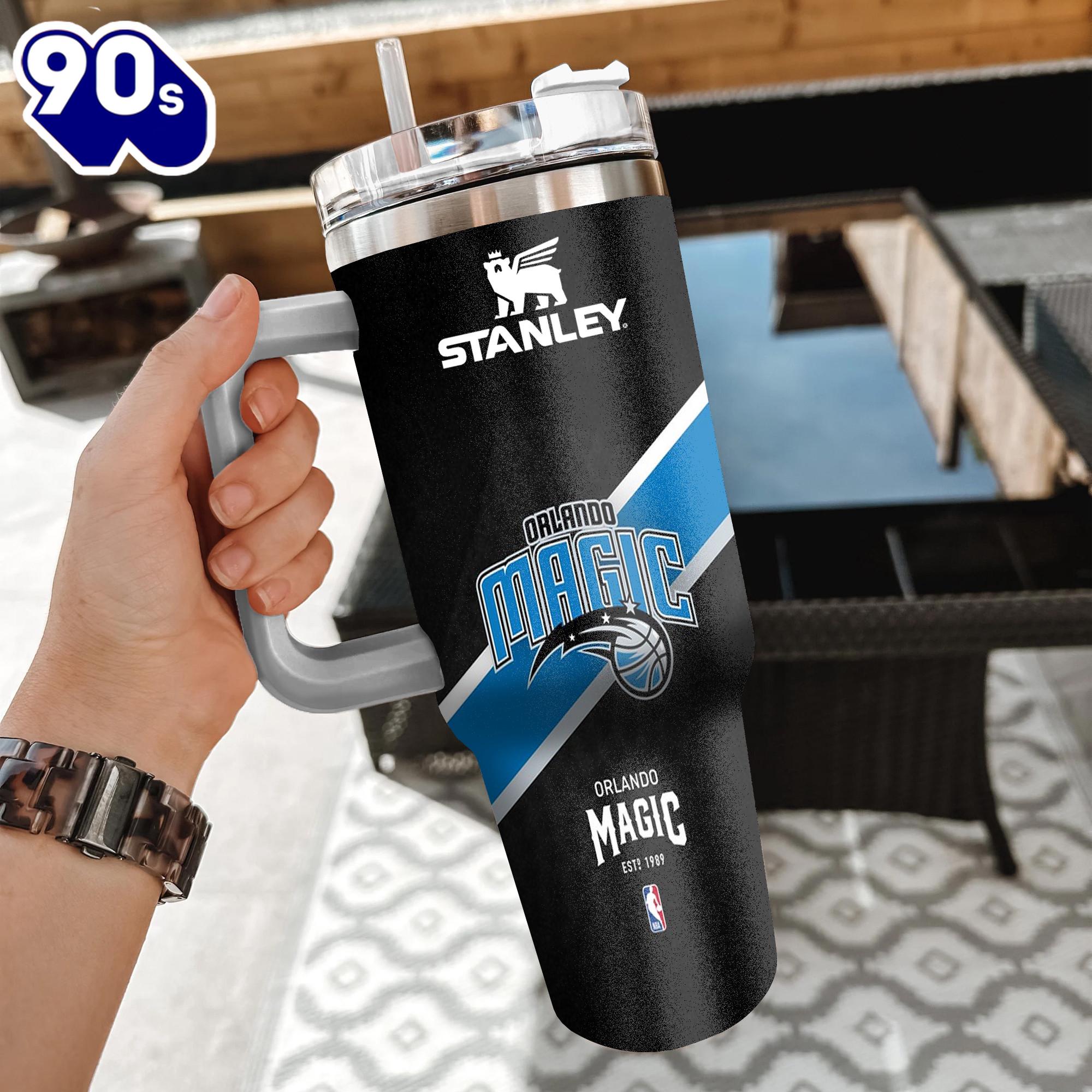 NBA Orlando Magic Custom Stanley Quencher 40oz Stainless Steel Tumbler With Handle NBA Orlando Magic Custom Stanley Quencher 40oz Stainless Steel Tumbler With Handle