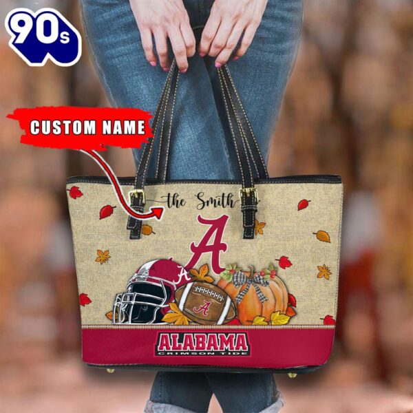 NCAA Alabama Crimson Tide Fall Football Women Leather Tote Bag