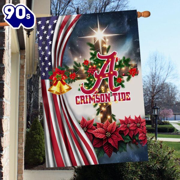 NCAA Alabama Crimson Tide Football Team Cross Christmas Garden Flag