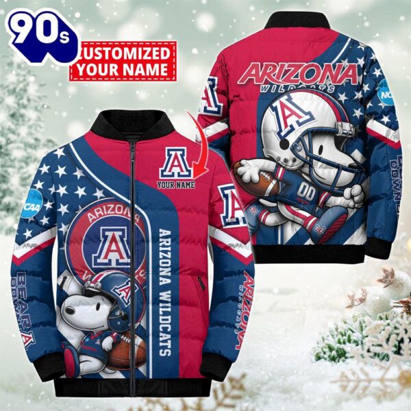 NCAA Arizona Wildcats Snoopy Puffer Jacket Custom   For Fans