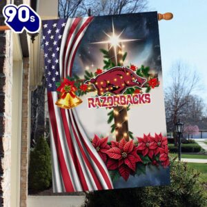 NCAA Arkansas Razorbacks Football Team Cross Christmas Garden Flag