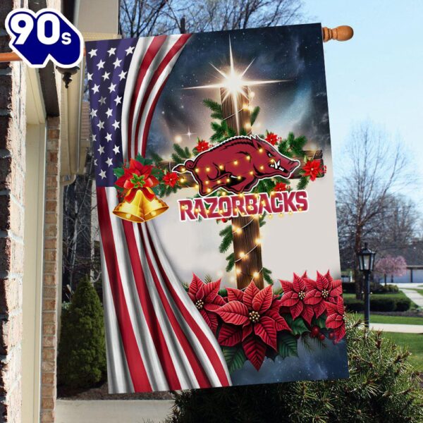 NCAA Arkansas Razorbacks Football Team Cross Christmas Garden Flag