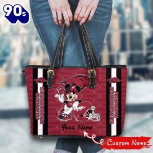 NCAA Arkansas Razorbacks Mickey Women Leather Tote Bag