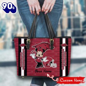 NCAA Arkansas Razorbacks Minnie Women Leather Tote Bag