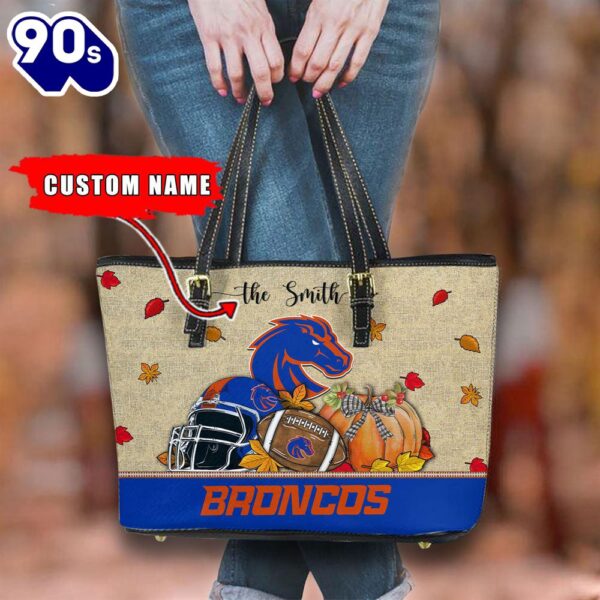 NCAA Boise State Broncos Fall Football Women Leather Tote Bag