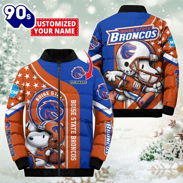 NCAA Boise State Broncos Snoopy Puffer Jacket Custom   For Fans