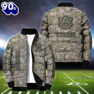 NCAA Camo Vetaran Auburn Tigers Football Team Puffer Jacket Personalized Your Name  For Men