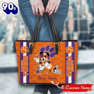 NCAA Clemson Tigers Mickey Women Leather Tote Bag