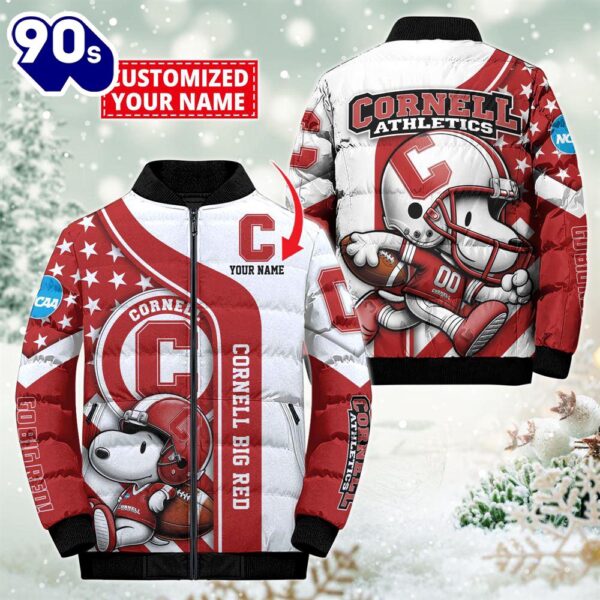 NCAA Cornell Big Red Snoopy Puffer Jacket Custom   For Fans