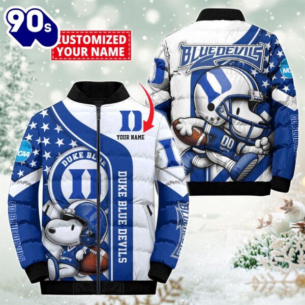 NCAA Duke Blue Devils Snoopy Puffer Jacket Custom   For Fans