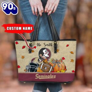 NCAA Florida State Seminoles Fall Football Women Leather Tote Bag