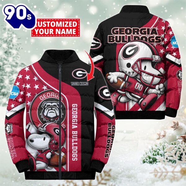 NCAA Georgia Bulldogs Snoopy Puffer Jacket Custom   For Fans