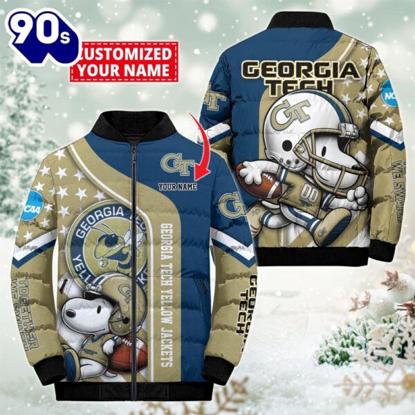 NCAA Georgia Tech Yellow Jackets Snoopy Puffer Jacket Custom   For Fans