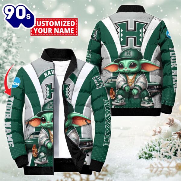 NCAA Hawaii Rainbow Warriors Sport Baby Yoda Puffer Jacket For Fans – NCAA Puffer Jacket