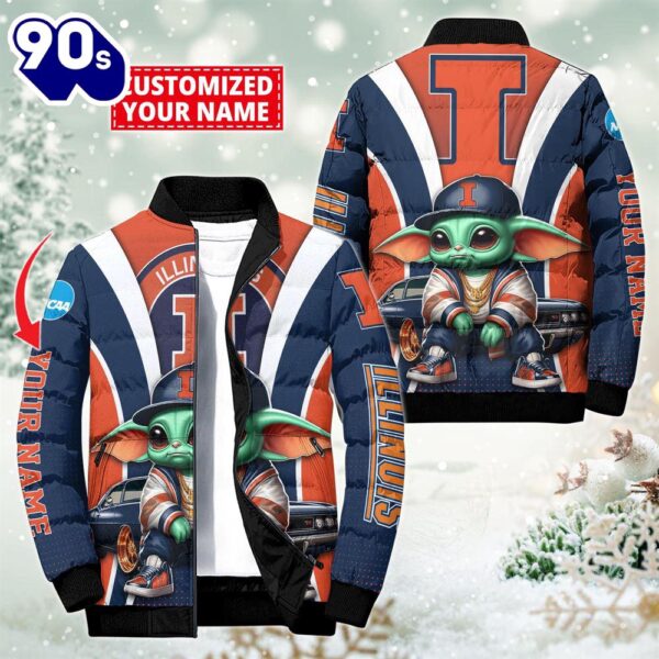 NCAA Illinois Fighting Illini Sport Baby Yoda Puffer Jacket For Fans – NCAA Puffer Jacket