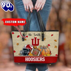 NCAA Indiana Hoosiers Fall Football Women Leather Tote Bag