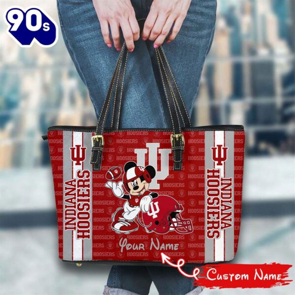 NCAA Indiana Hoosiers Mickey Women Leather Tote Bag