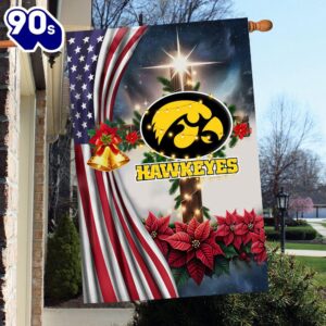 NCAA Iowa Hawkeyes Football Team Cross Christmas Garden Flag