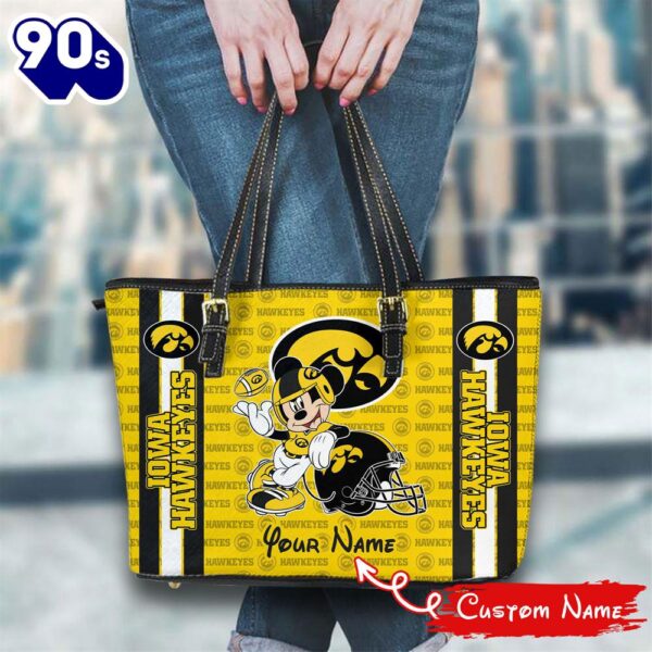 NCAA Iowa Hawkeyes Mickey Women Leather Tote Bag