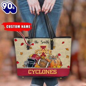 NCAA Iowa State Cyclones Fall Football Women Leather Tote Bag