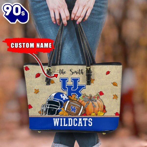 NCAA Kentucky Wildcats Fall Football Women Leather Tote Bag