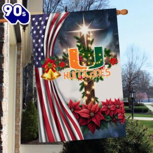 NCAA Miami Hurricanes Football Team Cross Christmas Garden Flag