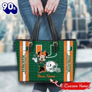 NCAA Miami Hurricanes Minnie Women Leather Tote Bag