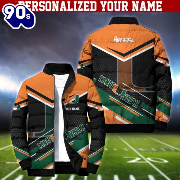 NCAA Miami Hurricanes Puffer Jacket Personalized Your Name – Sport Puffer Jacket