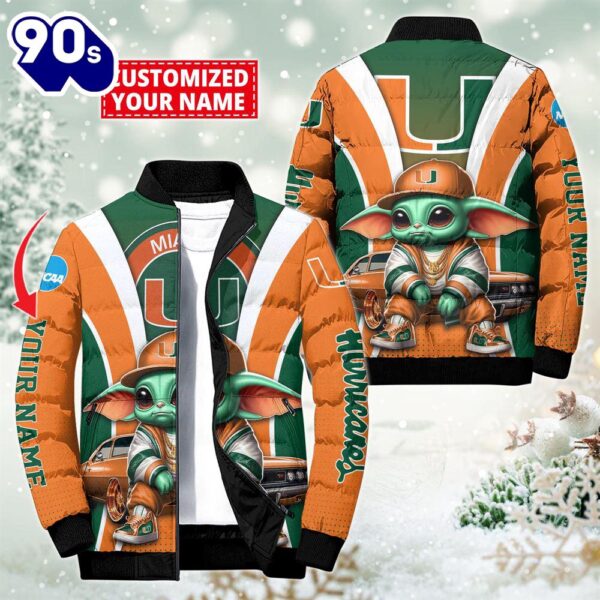 NCAA Miami Hurricanes Sport Baby Yoda Puffer Jacket For Fans – NCAA Puffer Jacket