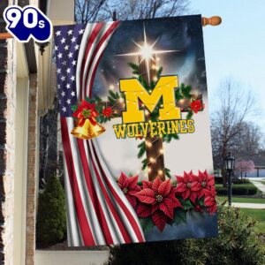 NCAA Michigan Wolverines Football Team Cross Christmas Garden Flag