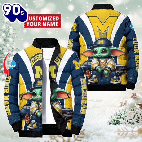 NCAA Michigan Wolverines Sport Baby Yoda Puffer Jacket For Fans – NCAA Puffer Jacket