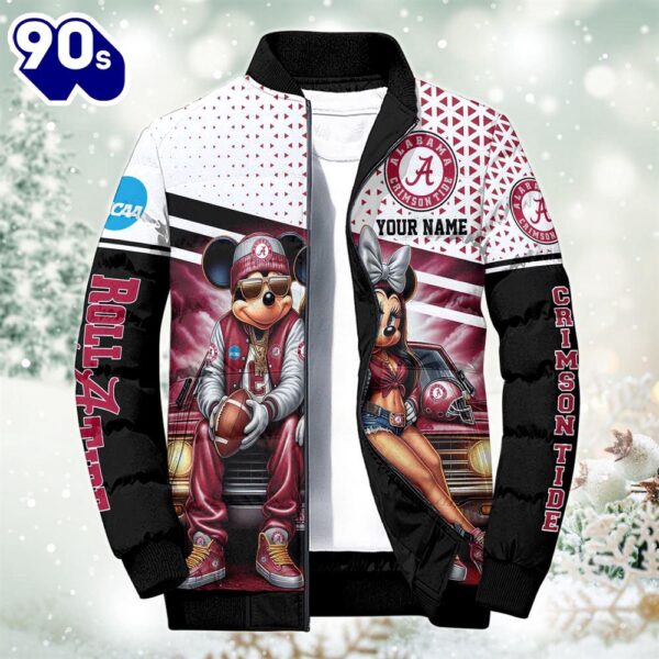 NCAA Mickey And Minnie Mouse Alabama Crimson Tide Puffer Jacket Custom   Gift Christmas