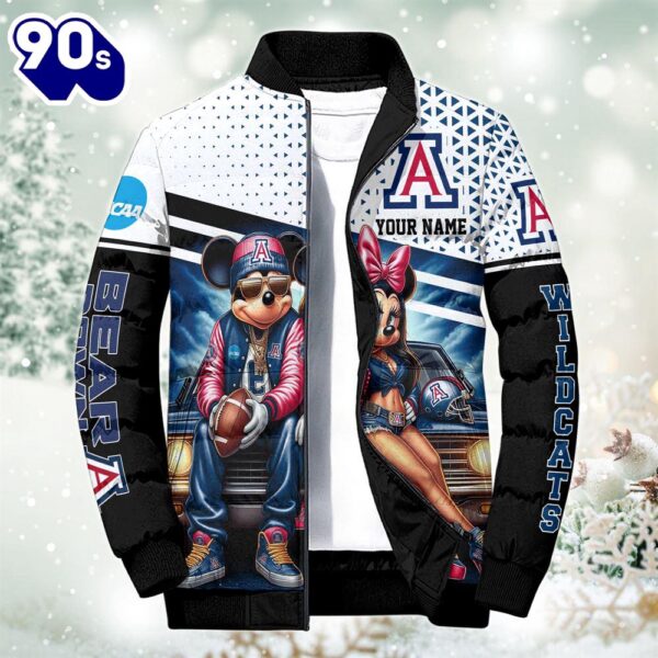 NCAA Mickey And Minnie Mouse Arizona Wildcats Puffer Jacket Custom   Gift Christmas