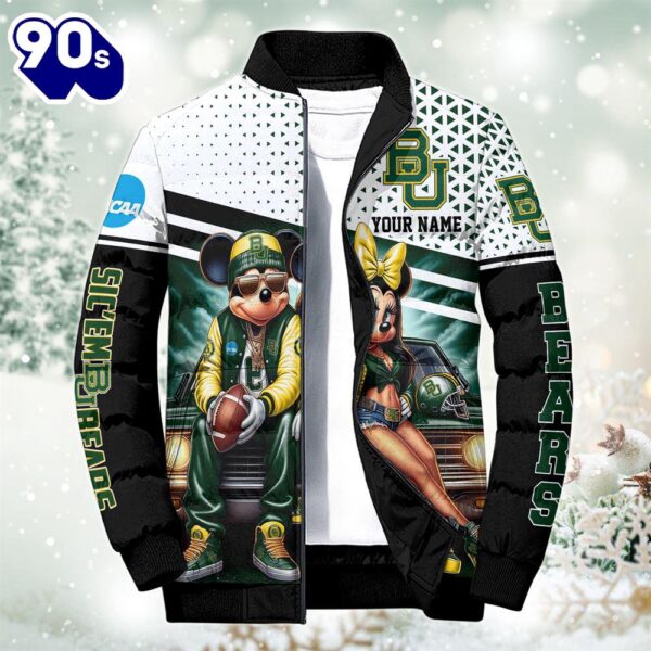 NCAA Mickey And Minnie Mouse Baylor Bears Puffer Jacket Custom   Gift Christmas