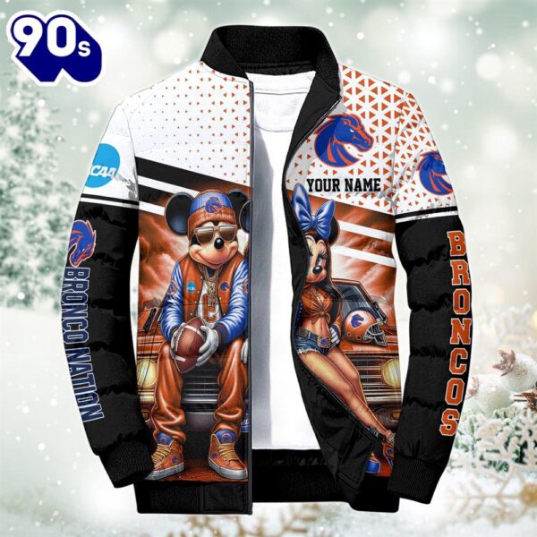 NCAA Mickey And Minnie Mouse Boise State Broncos Puffer Jacket Custom   Gift Christmas