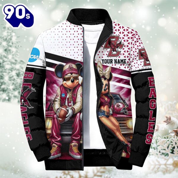 NCAA Mickey And Minnie Mouse Boston College Eagles Puffer Jacket Custom   Gift Christmas