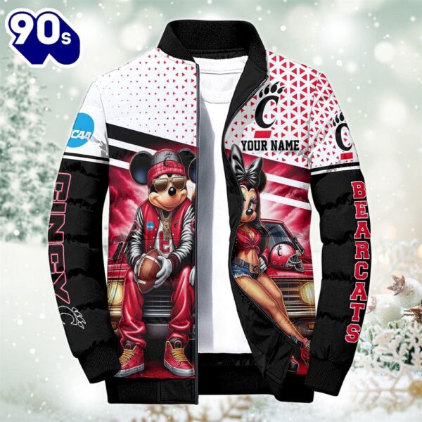 NCAA Mickey And Minnie Mouse Cincinnati Bearcats Puffer Jacket Custom   Gift Christmas