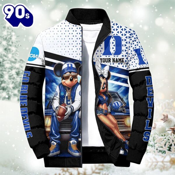 NCAA Mickey And Minnie Mouse Duke Blue Devils Puffer Jacket Custom   Gift Christmas