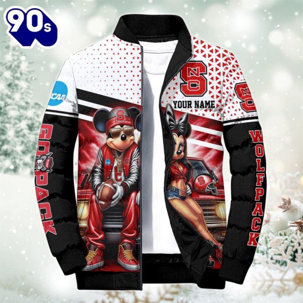 NCAA Mickey And Minnie Mouse NC State Wolfpack Puffer Jacket Custom   Gift Christmas