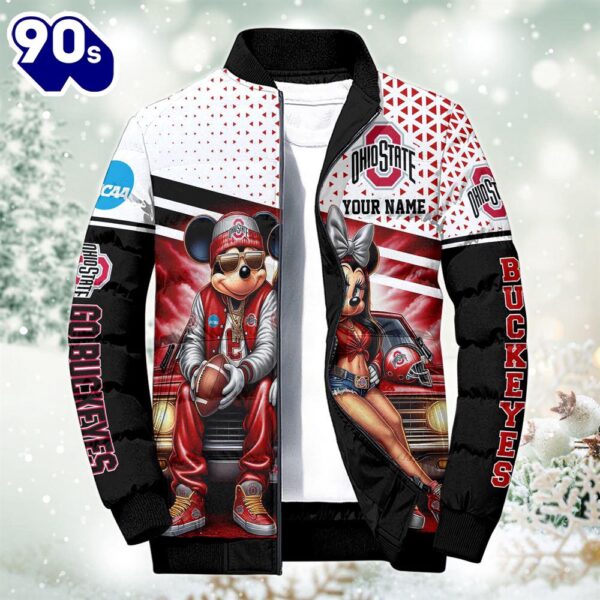 NCAA Mickey And Minnie Mouse Ohio State Buckeyes Puffer Jacket Custom   Gift Christmas