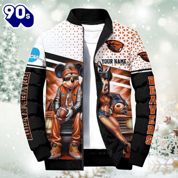 NCAA Mickey And Minnie Mouse Oregon State Beavers Puffer Jacket Custom   Gift Christmas