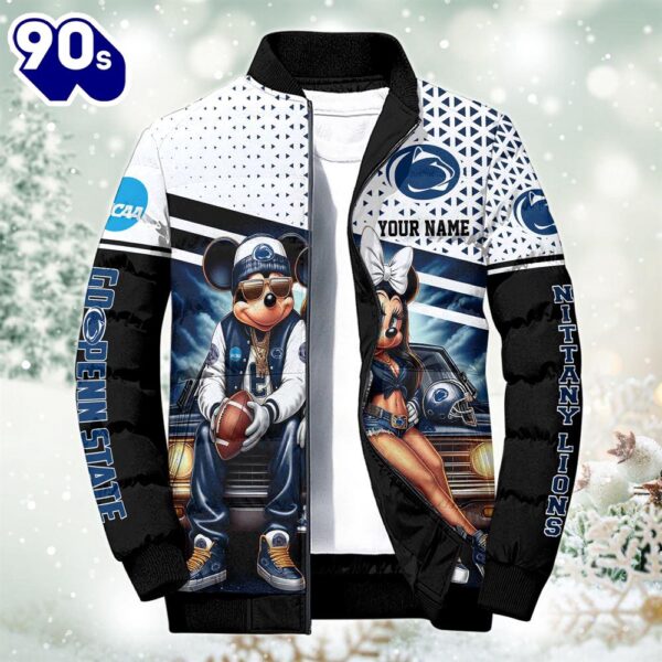 NCAA Mickey And Minnie Mouse Penn State Nittany Lions Puffer Jacket Custom   Gift Christmas