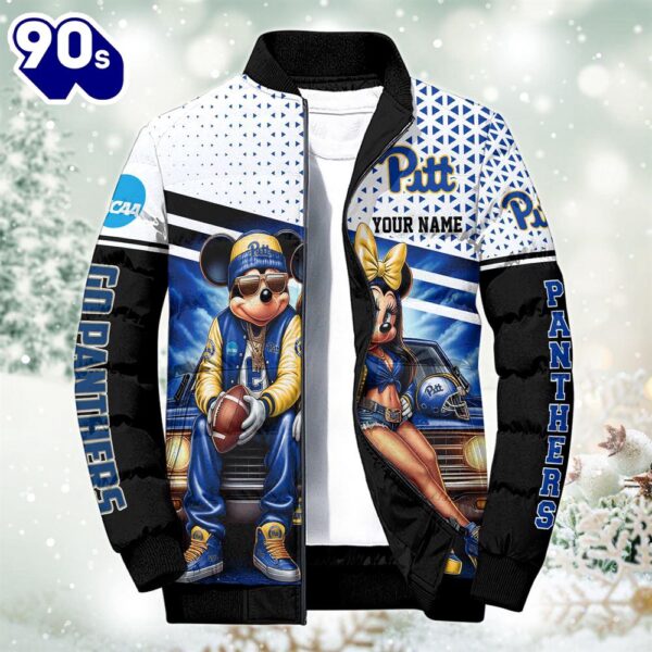 NCAA Mickey And Minnie Mouse Pittsburgh Panthers Puffer Jacket Custom   Gift Christmas