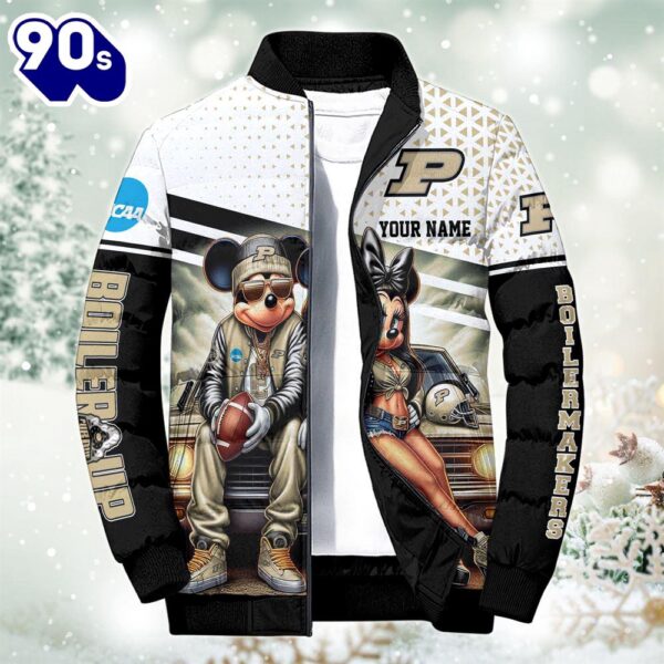 NCAA Mickey And Minnie Mouse Purdue Boilermakers Puffer Jacket Custom   Gift Christmas