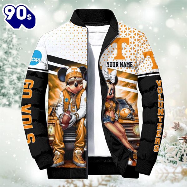 NCAA Mickey And Minnie Mouse Tennessee Volunteers Puffer Jacket Custom   Gift Christmas