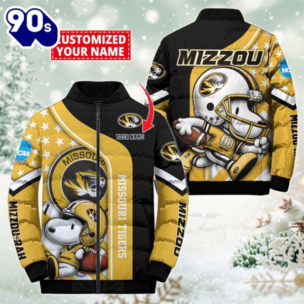 NCAA Missouri Tigers Snoopy Puffer Jacket Custom   For Fans