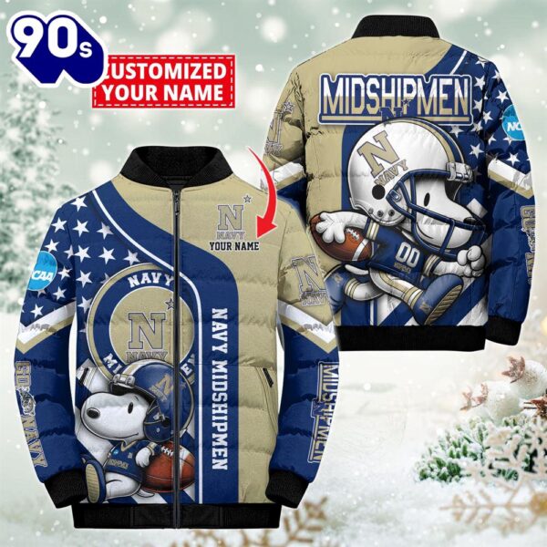 NCAA Navy Midshipmen Snoopy Puffer Jacket Custom   For Fans