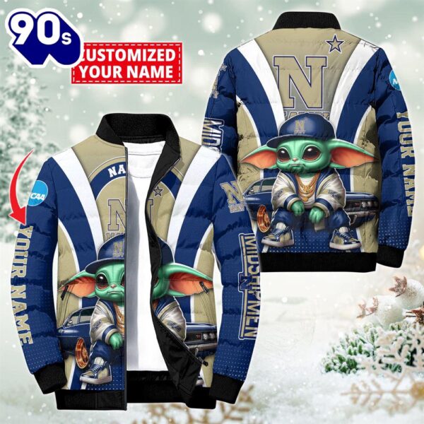 NCAA Navy Midshipmen Sport Baby Yoda Puffer Jacket For Fans – NCAA Puffer Jacket