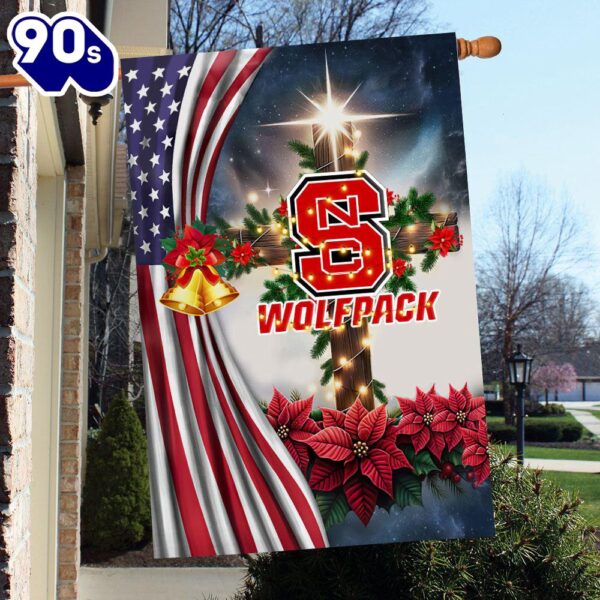 NCAA NC State Wolfpack Football Team Cross Christmas Garden Flag